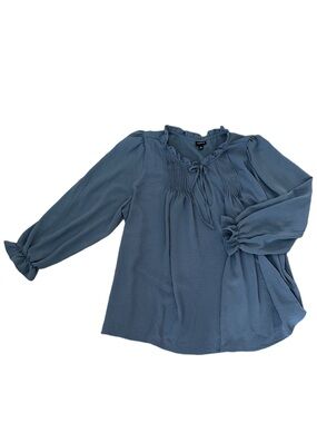 NWOT Torrid Women’s Flowy Blue Long Sleeve Blouse Balloon Sleeves Size Large